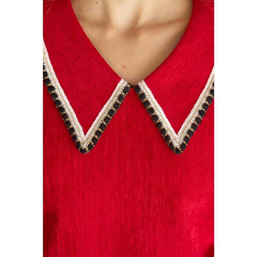 NEW VOY collard knit top in red - Picture 6 of 6